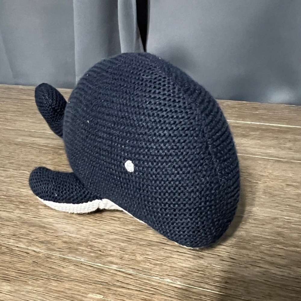 Zestt Organics Navy Blue Knit Whale Plush Stuffed Animal Nautical Nursery Decor